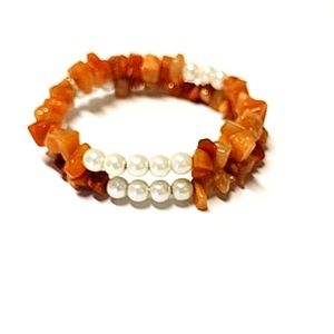 Two Tier Natural Carnelian Gemstone Bracelet